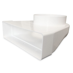 Adapter 90° flat to round plastic - 240x60mm - White